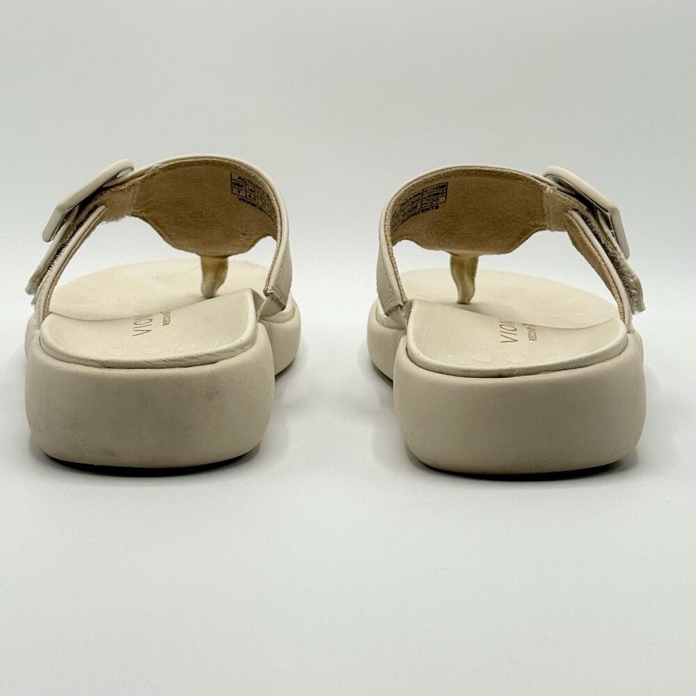 Vionic Activate RX Leather Flip Flop Sandals in Cream Off White - Women’s US 7W - Picture 3 of 10